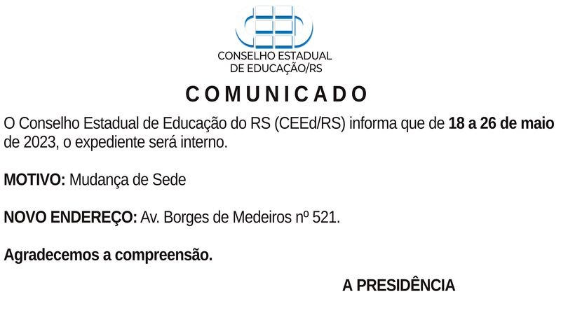 Informação sobre o funcionamento do CEEd/RS
