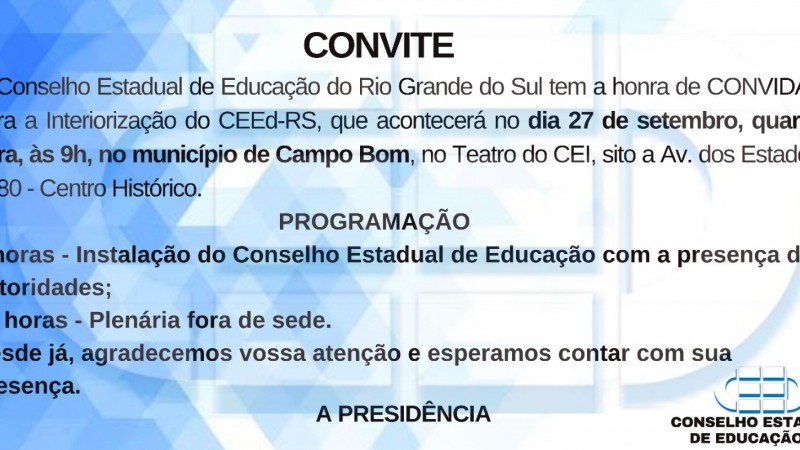 convite Plenária fora de sede Campo Bom 27 09 2023